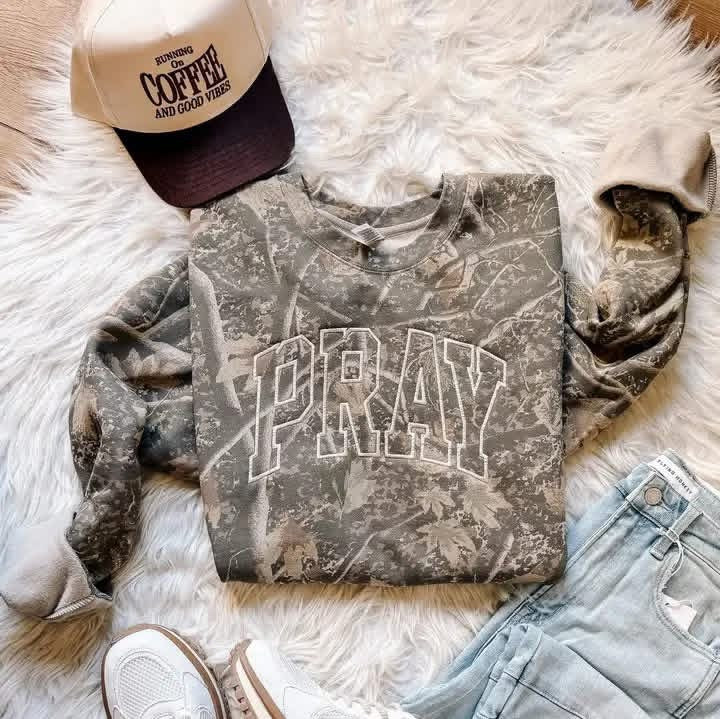 Pray Camo Embroidered Crewneck/Hoodie