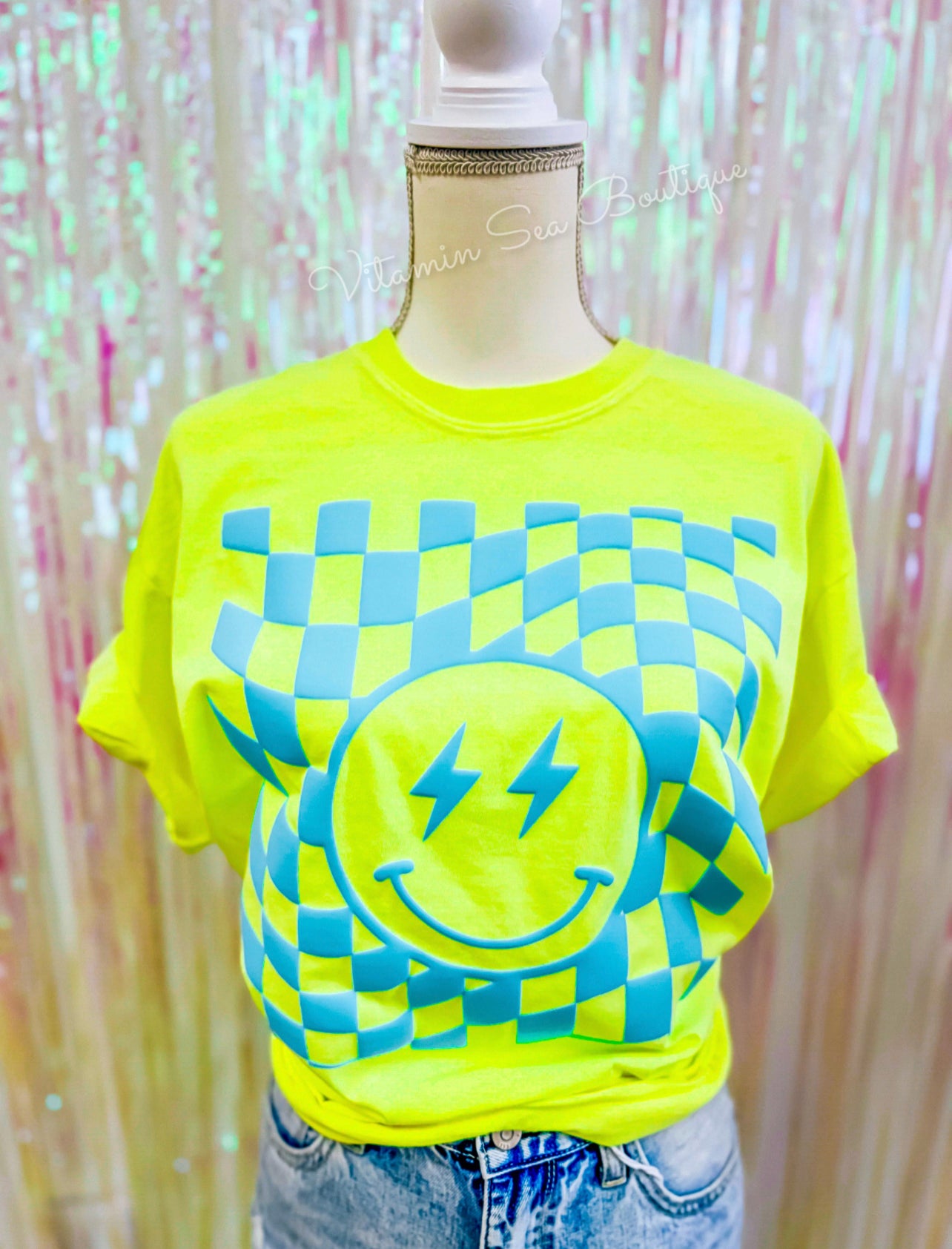 Retro Checkered Smiley Tee