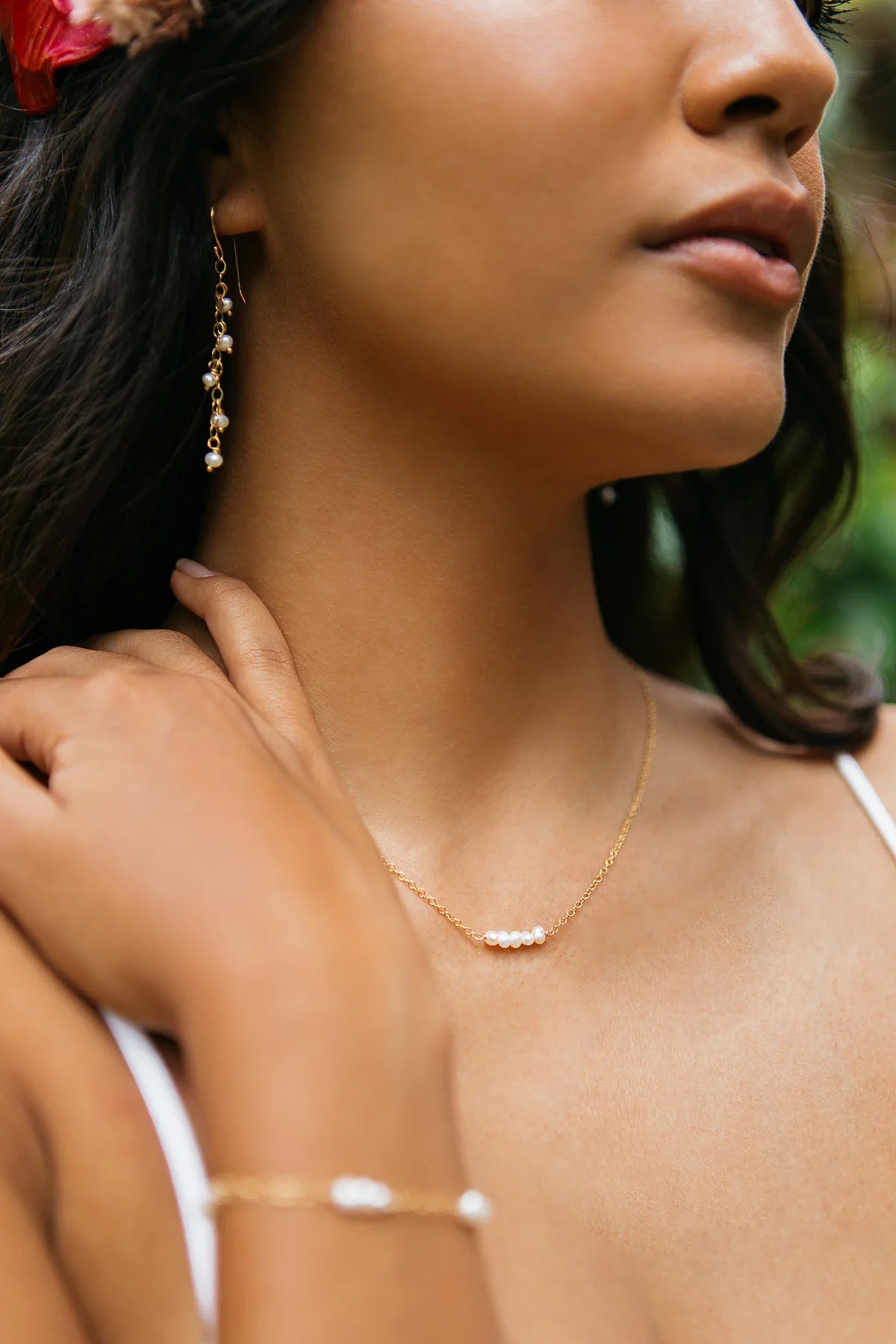 Petite Pearl Bar Necklace