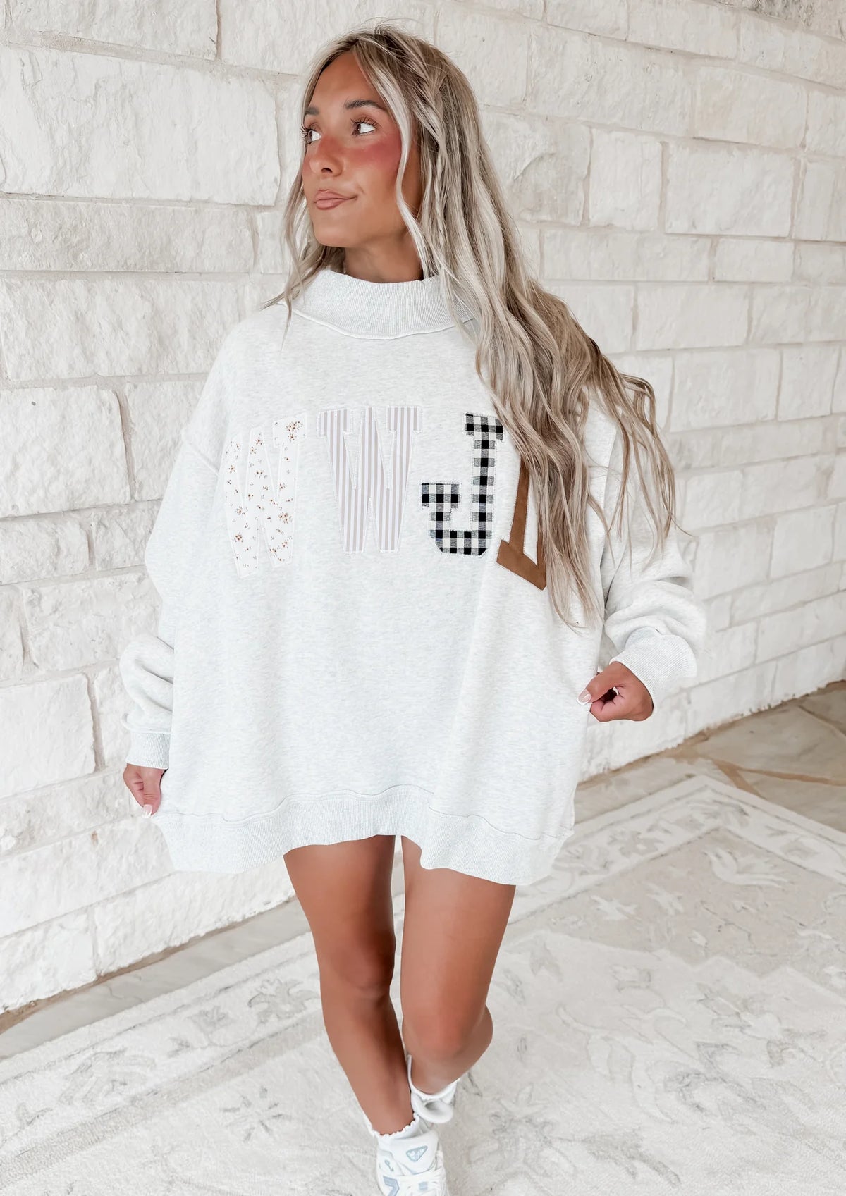 WWJD Patchwork Mockneck Sweatshirt