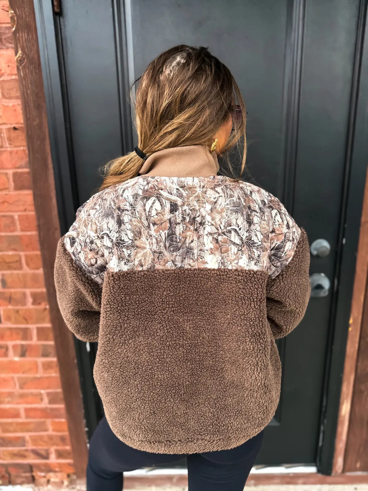 PREORDER Dark Brown Camo Sherpa Jacket