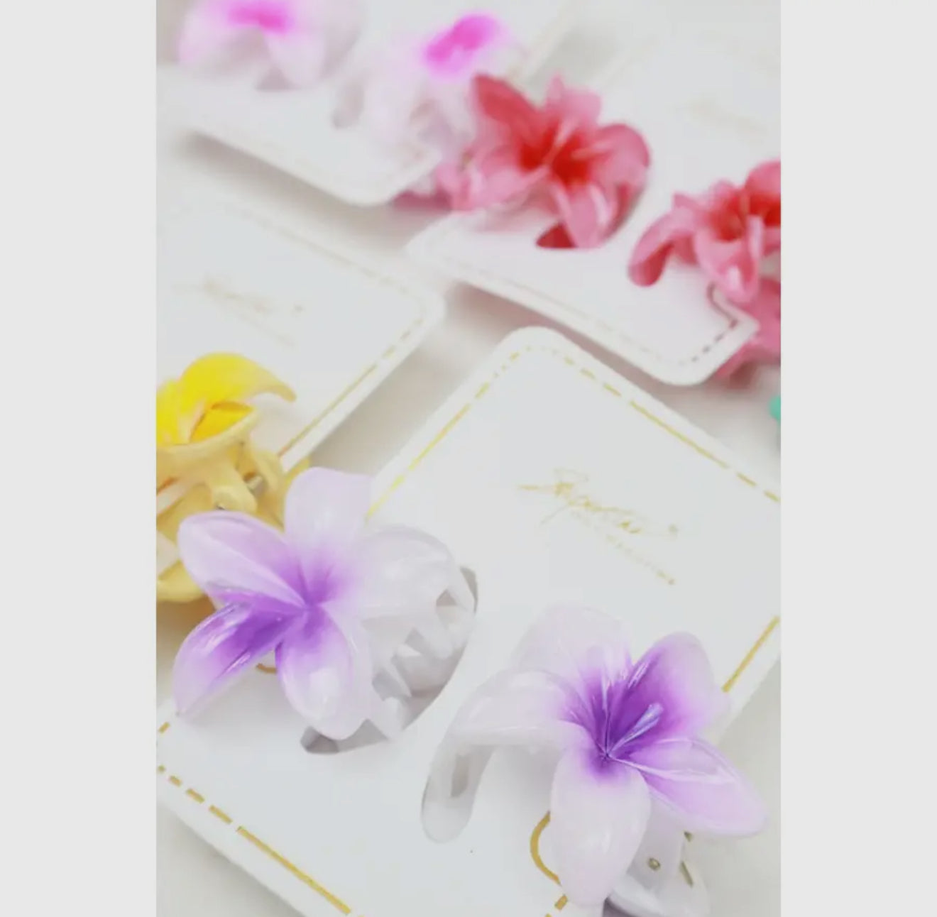 Ombré Hawaiian Plumeria Hair Clips