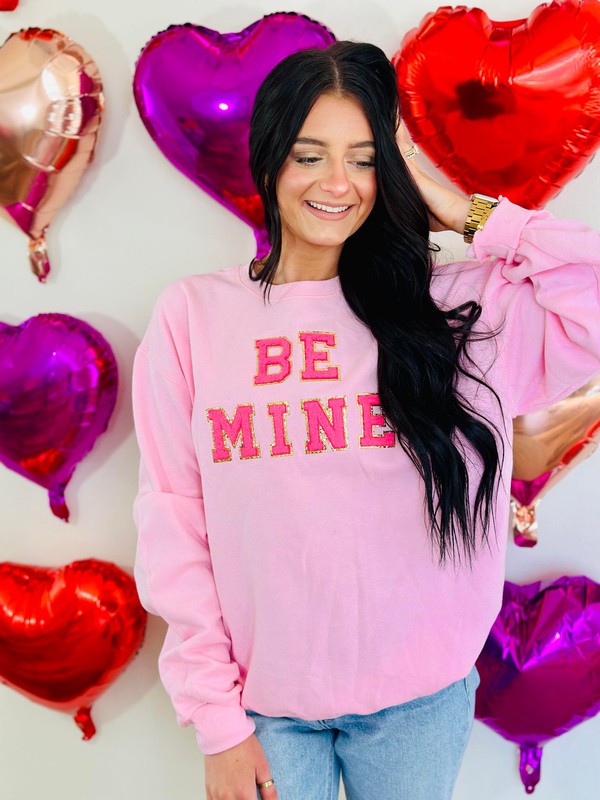 Be Mine Pink Chenille Patch Sweatshirt