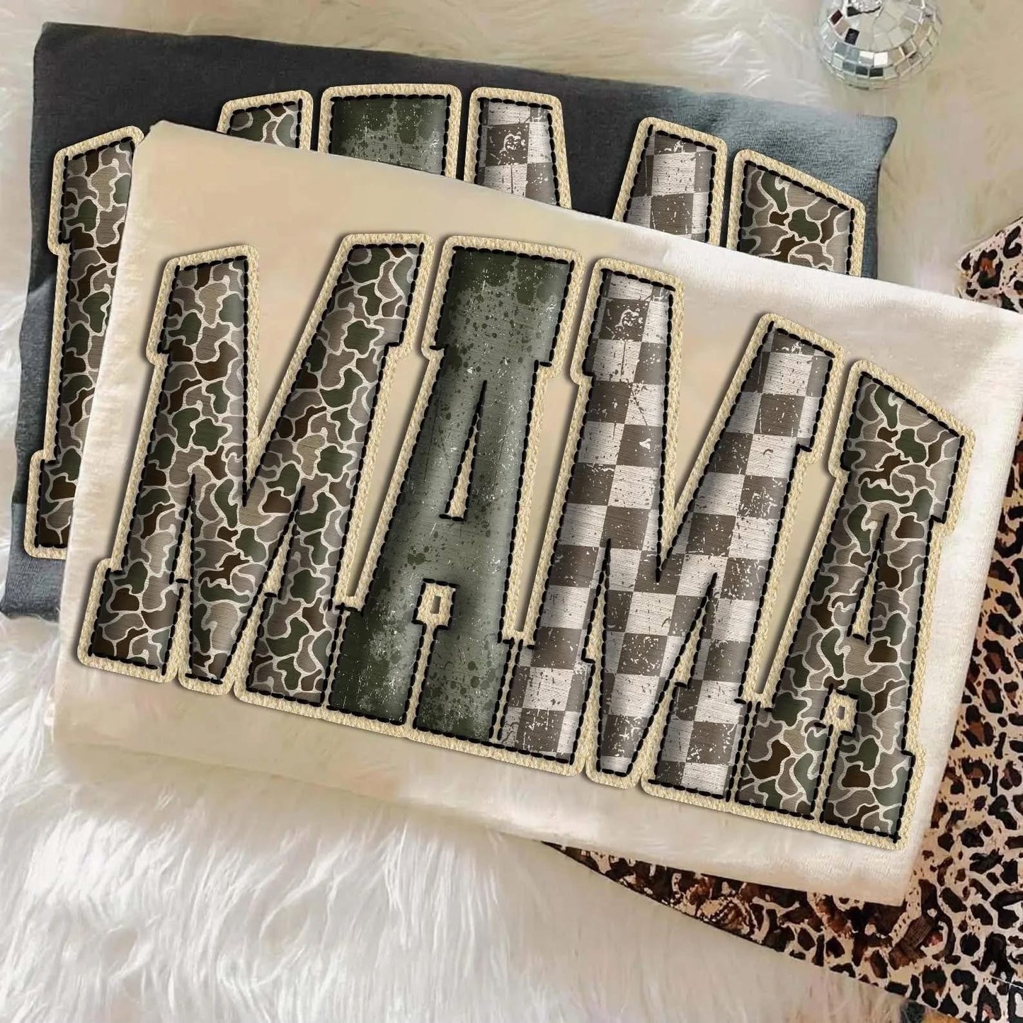 Faux Puff Camo Checkered Tees