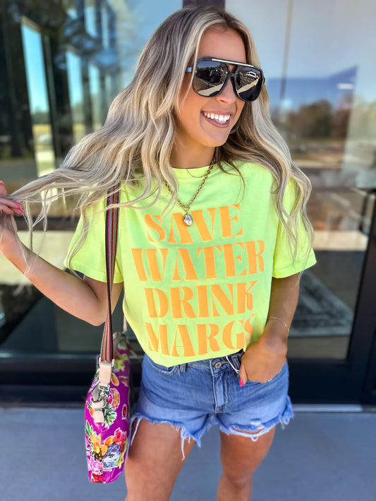 Save Water Drink Margs Neon Lemon Tee