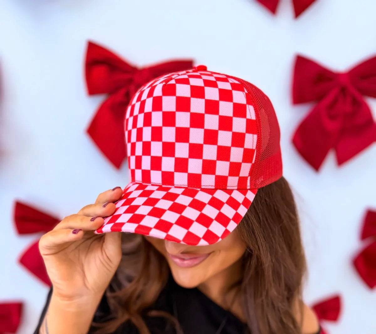 Red & Pink Checkered Hat