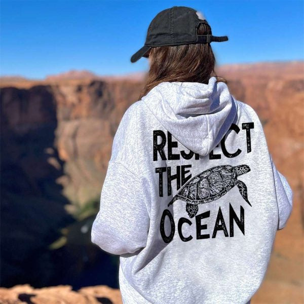 Respect the Ocean Black Letter Hoodie