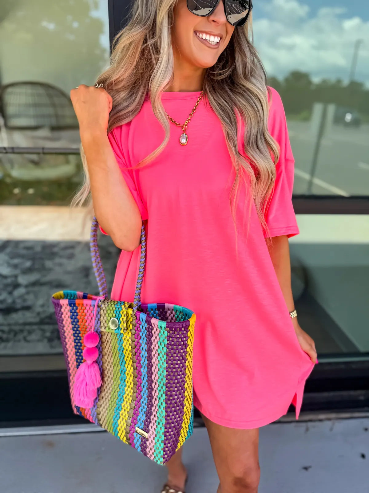 Hot Pink Relaxed Lightweight Lounge Dress