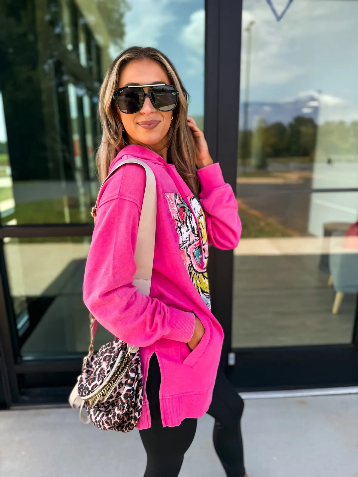Preppy Grinch Hot Pink Hooded Pullover