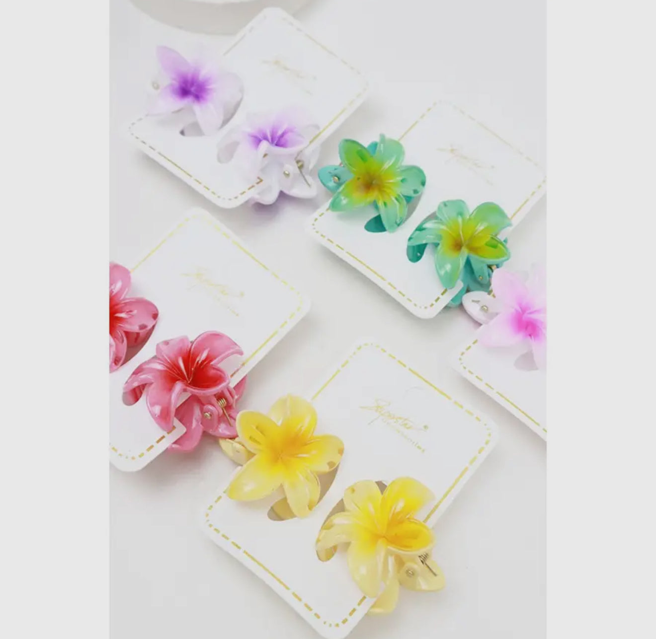 Ombré Hawaiian Plumeria Hair Clips