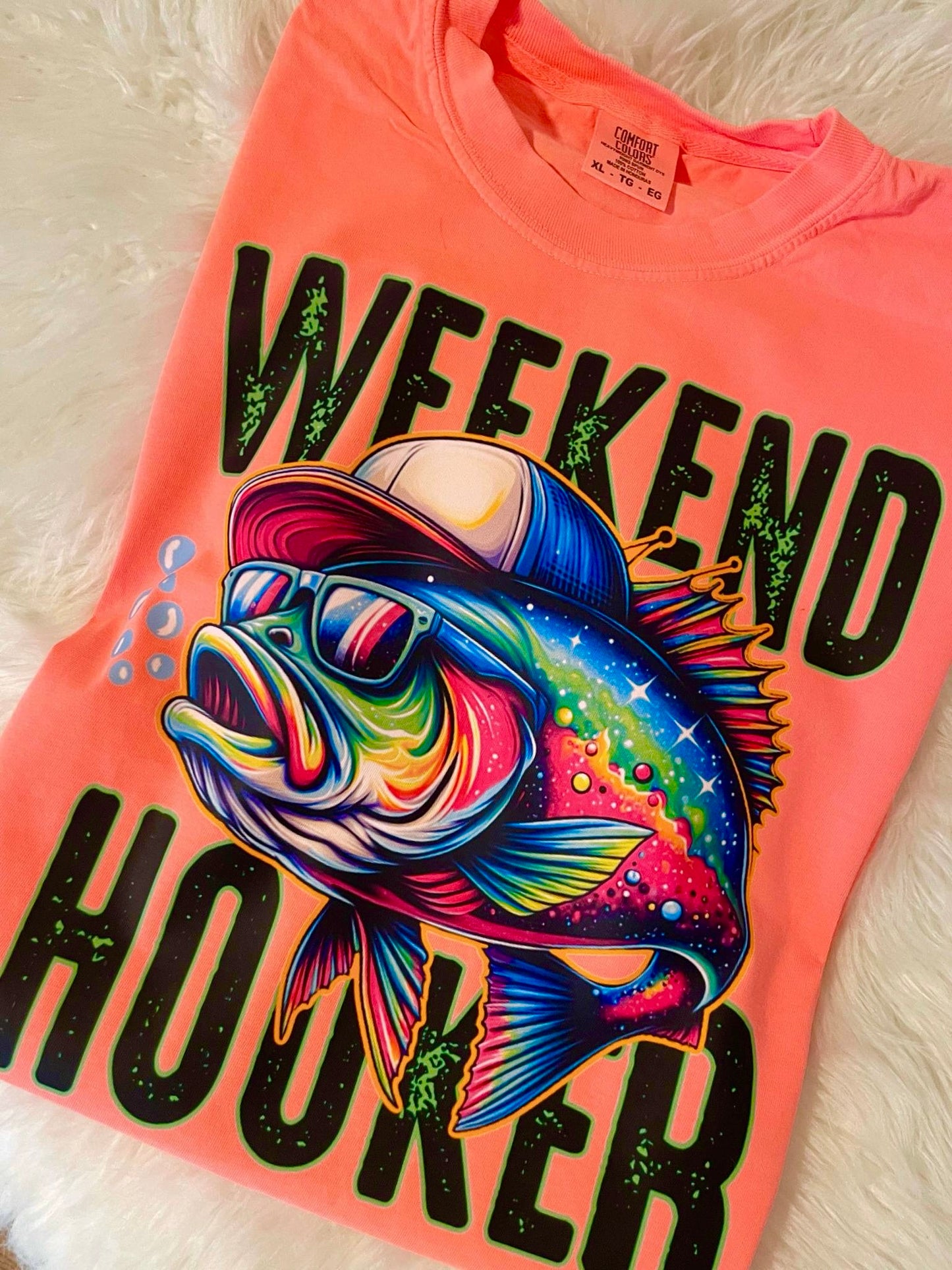 Weekend Hooker Neon Coral Tee