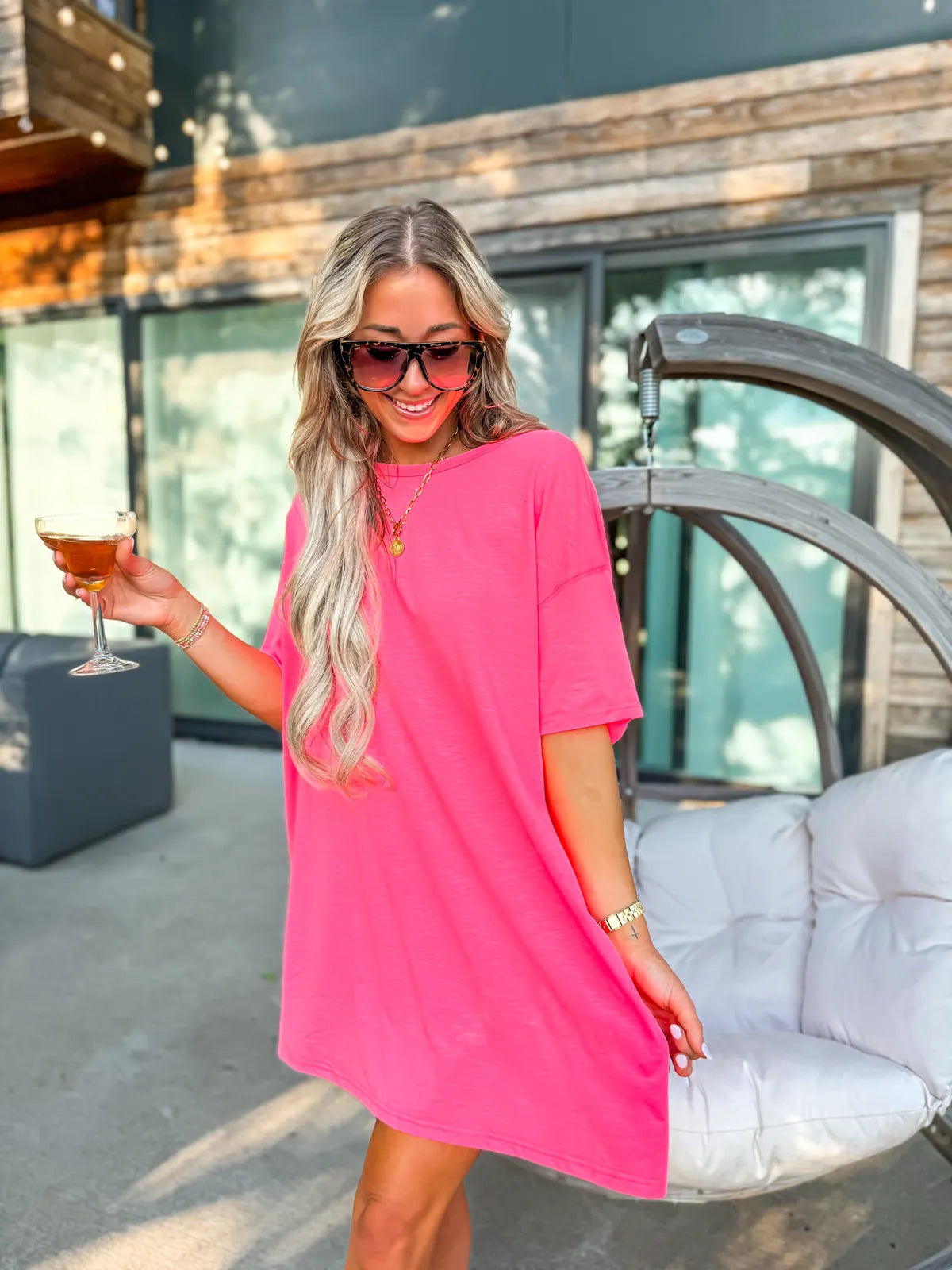 Hot Pink Relaxed Lightweight Lounge Dress