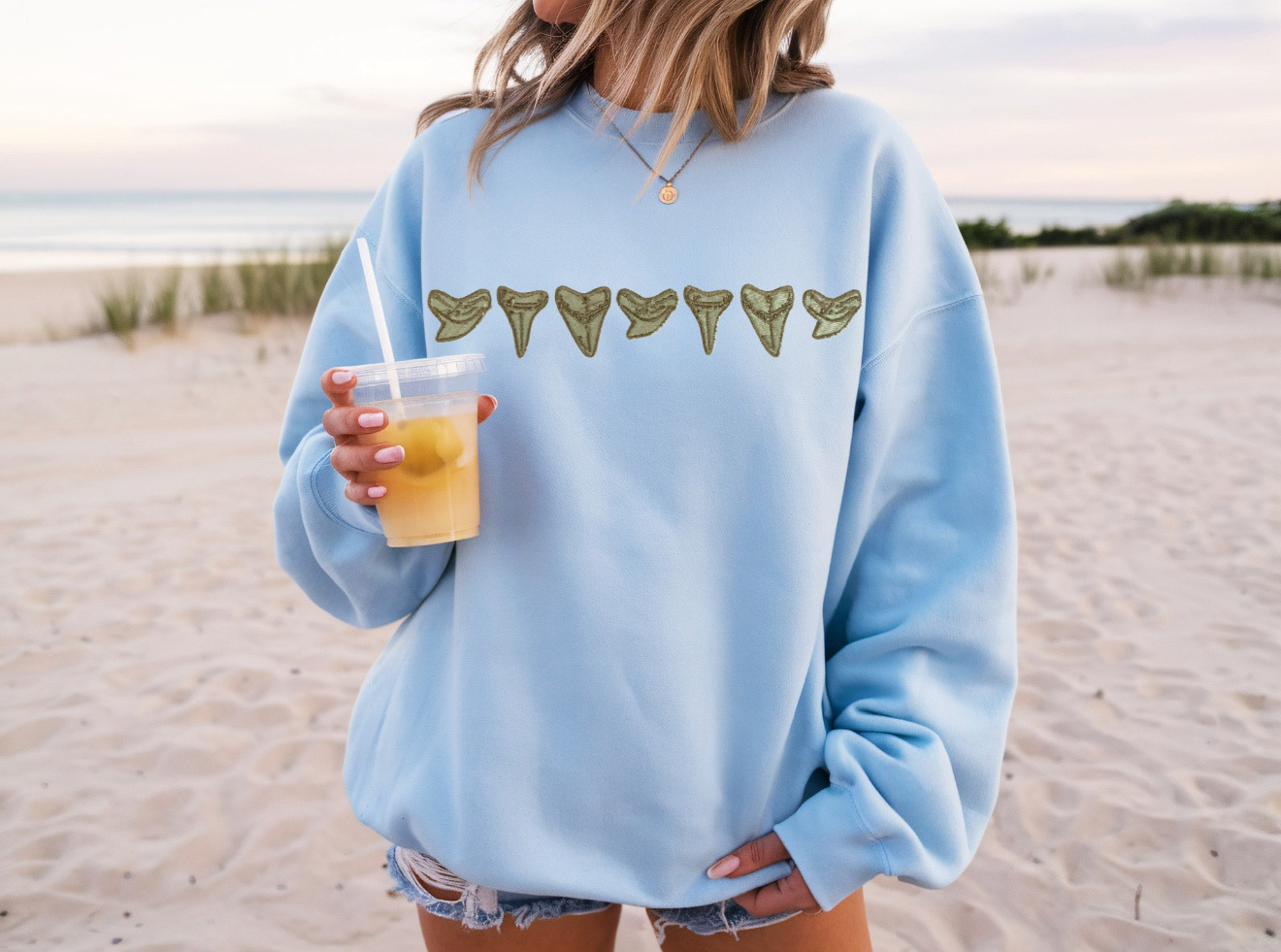 Shark Tooth Embroidered Tee/Sweatshirt