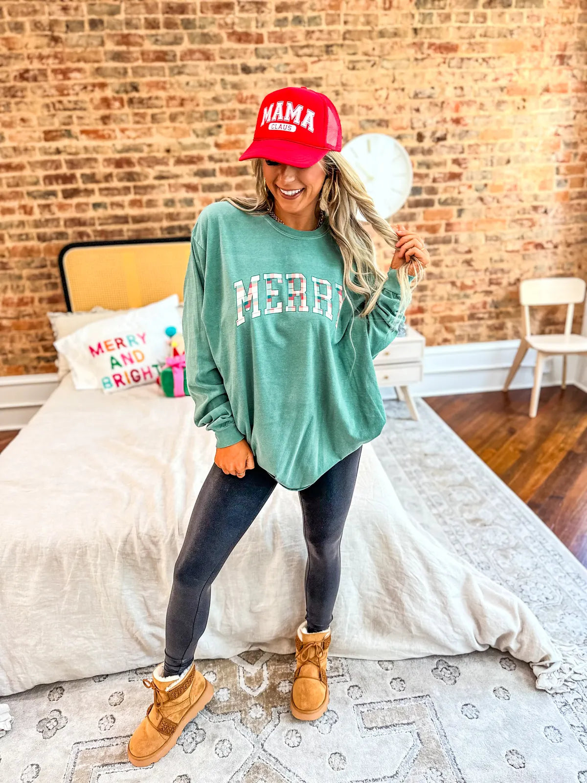 Plaid Merry Long Sleeve Tee