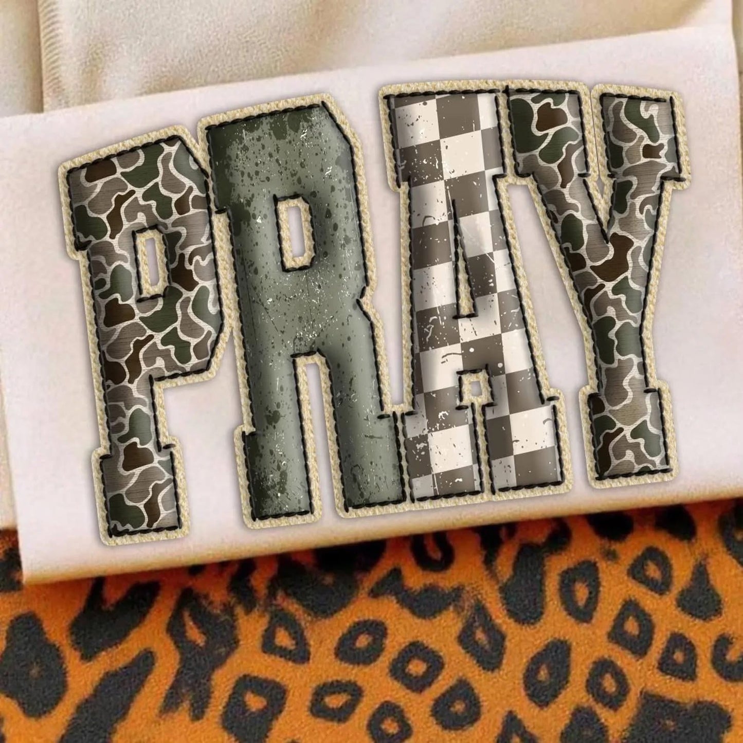 Faux Puff Camo Checkered Tees