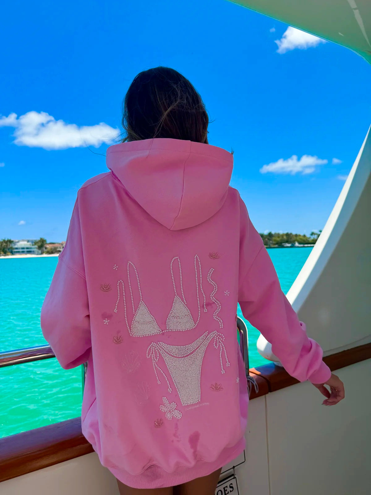 PREORDER Sunset Pink Bikini Beaded Ocean Hoodie