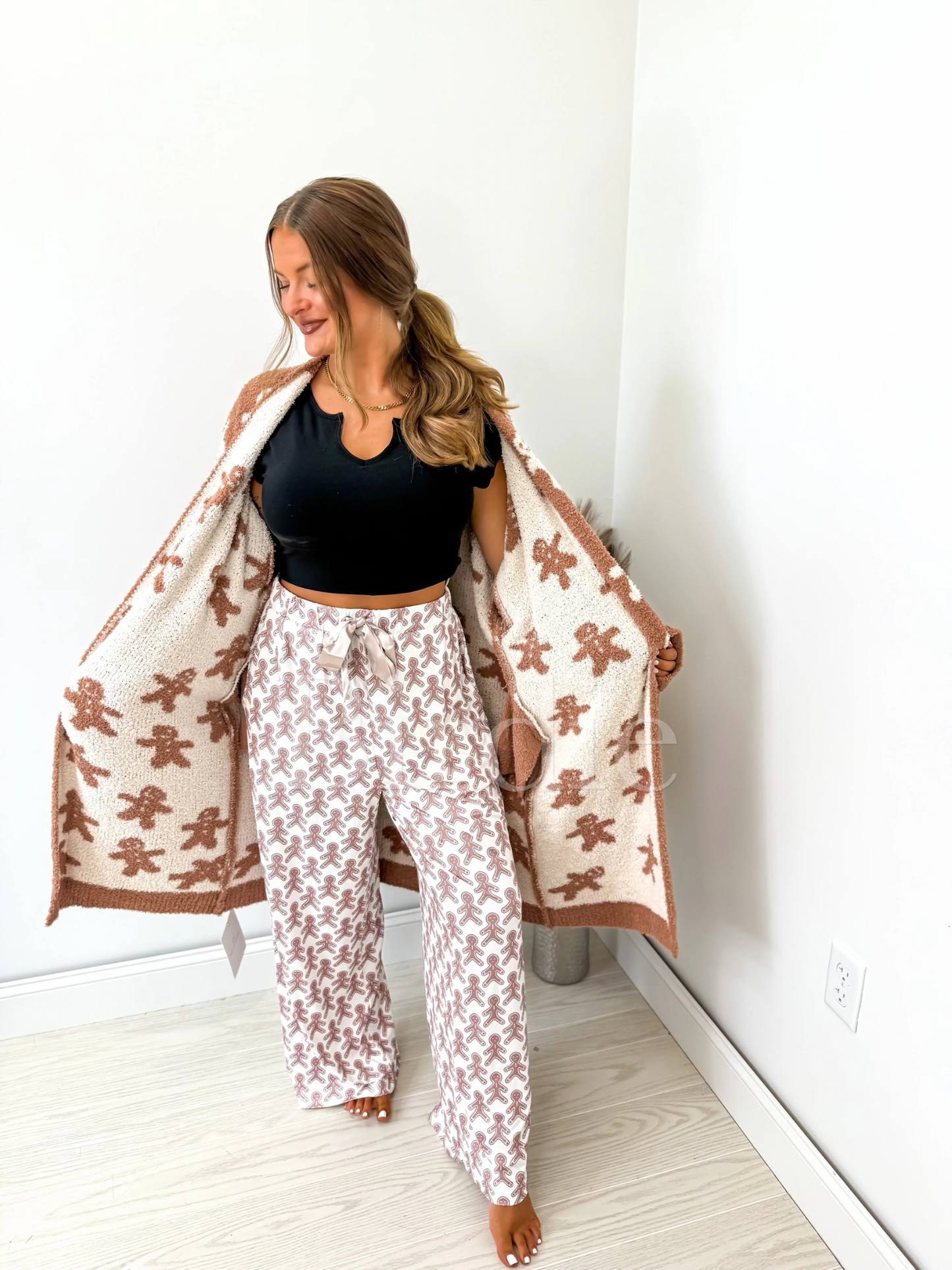PREORDER Gingerbread Sherpa Reversible Cardigan