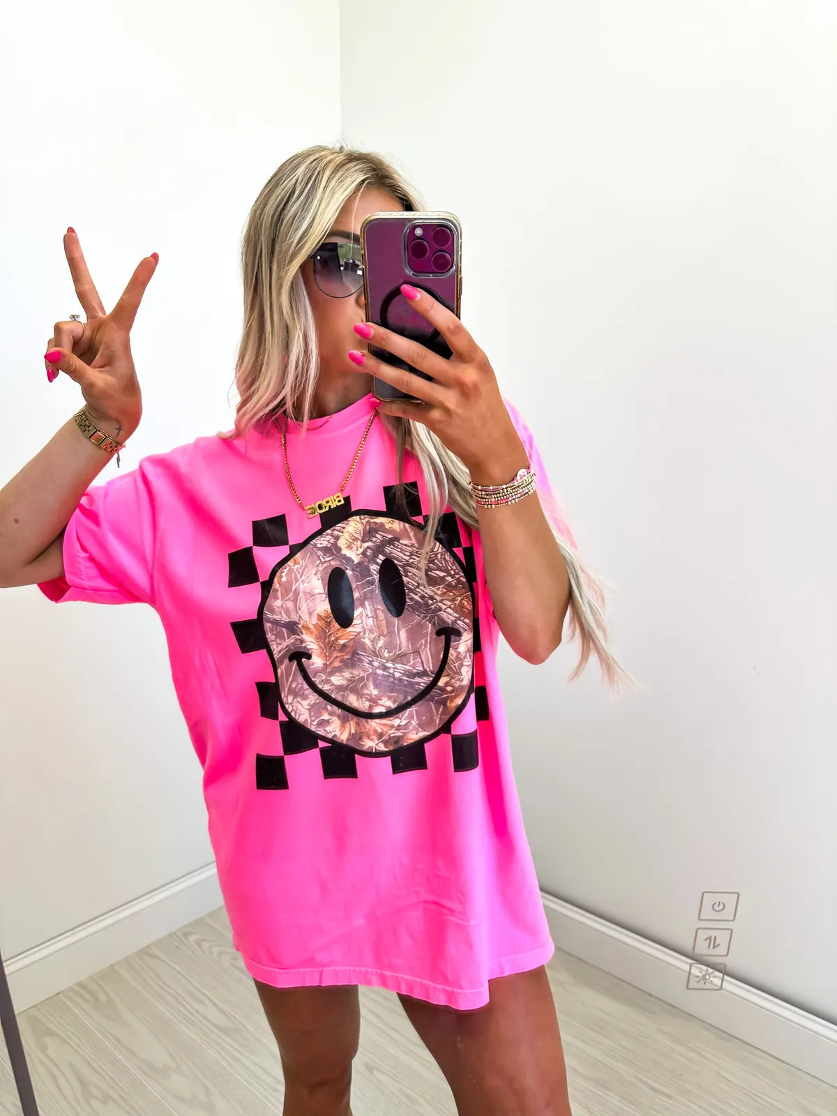 Neon Camo Smiley Tee