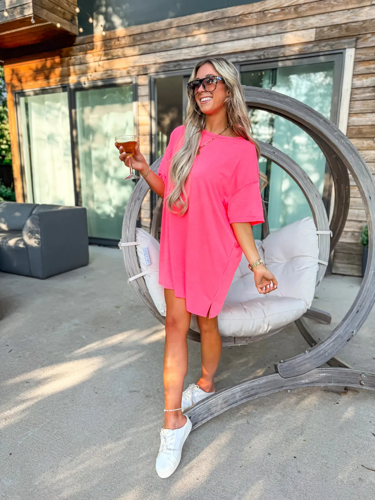 Hot Pink Relaxed Lightweight Lounge Dress