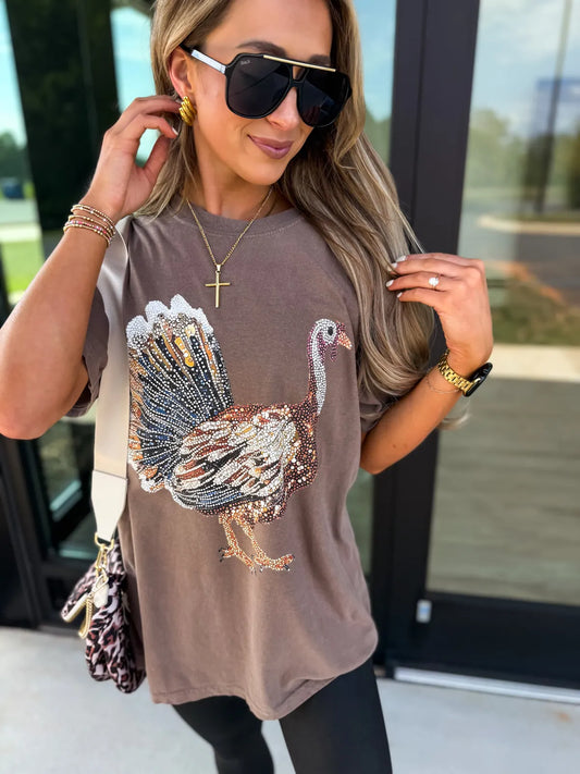 Faux Rhinestone Turkey Tee
