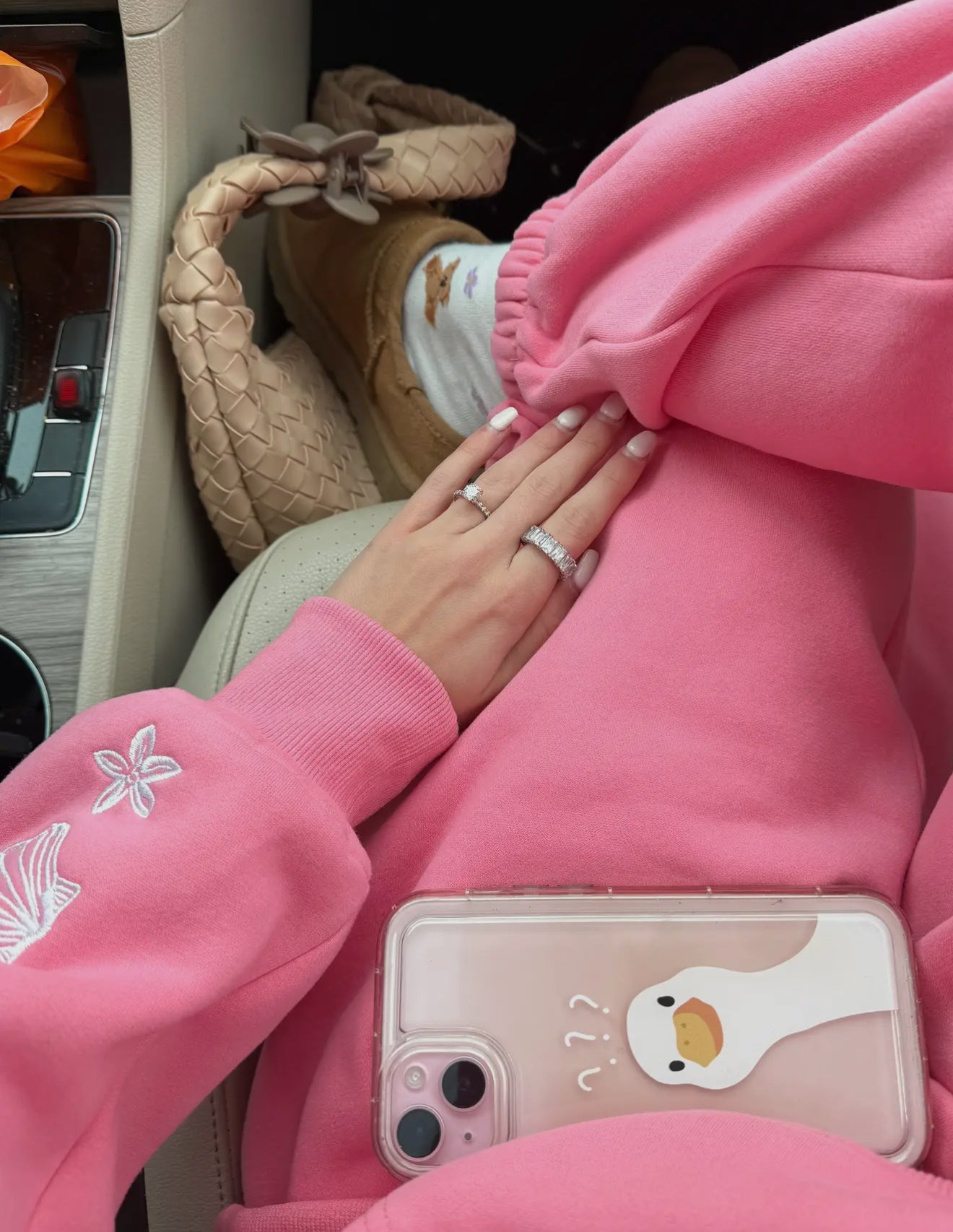 Hibiscus Tropical Pink Embroidered Hoodie