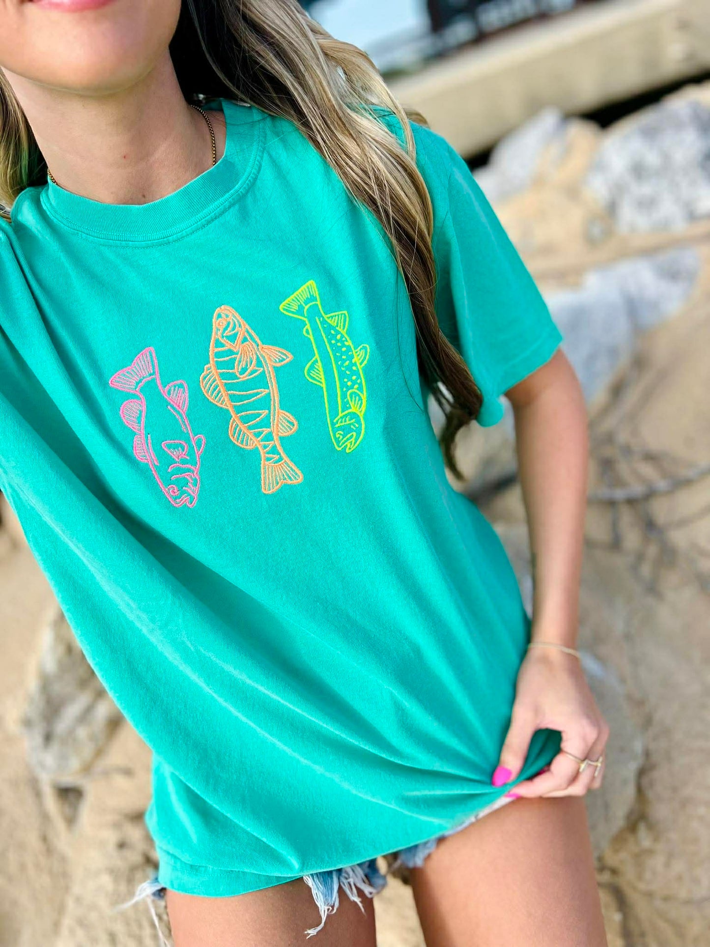 Neon Fish Embroidered Tee