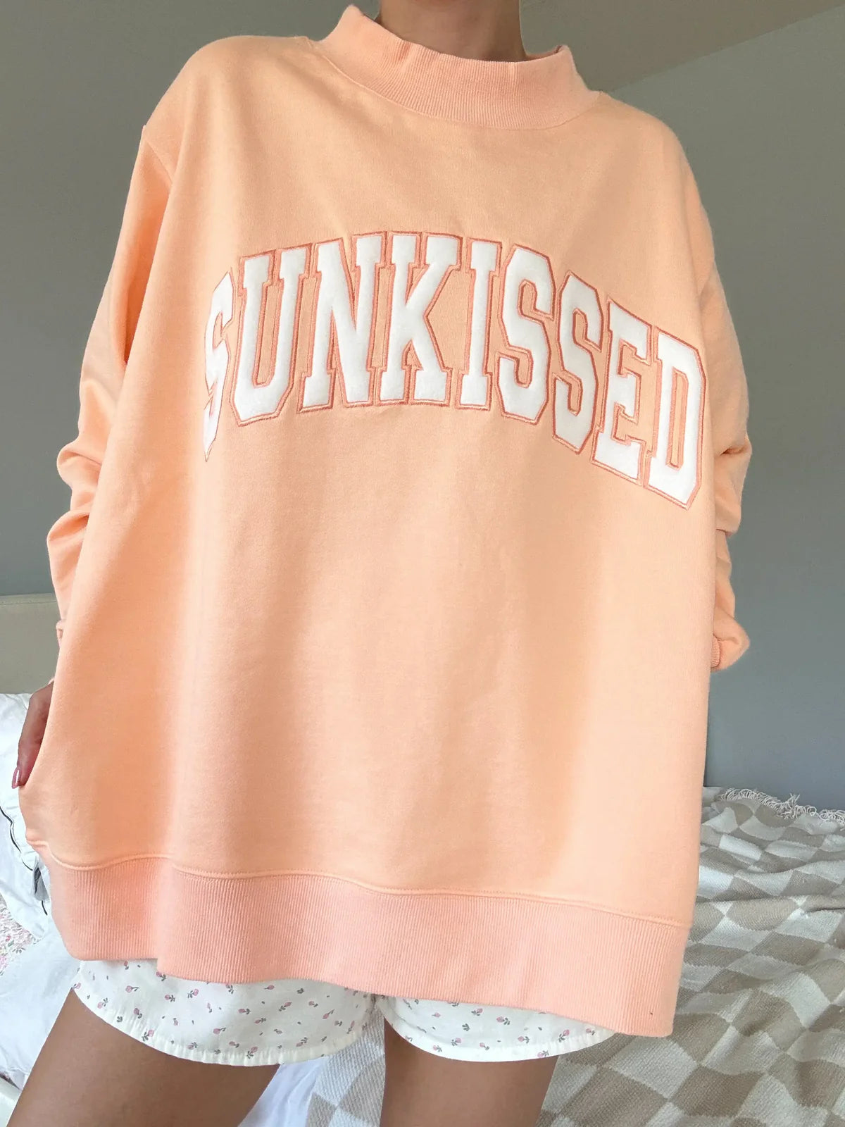PREORDER Papaya Sunkissed Embroidered Mockneck Sweatshirt
