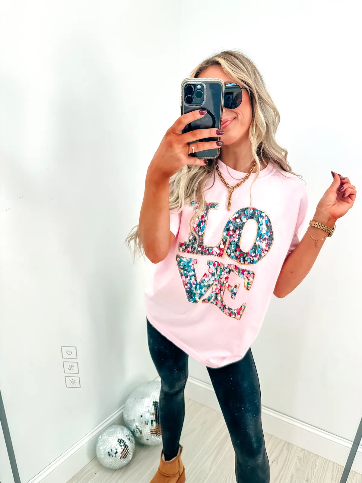 Love Faux Glitter Tee
