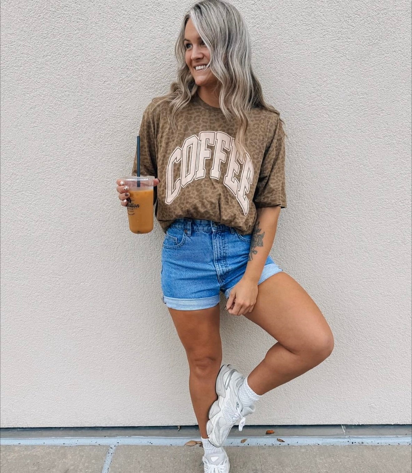 Coffee Leopard Puff Tee