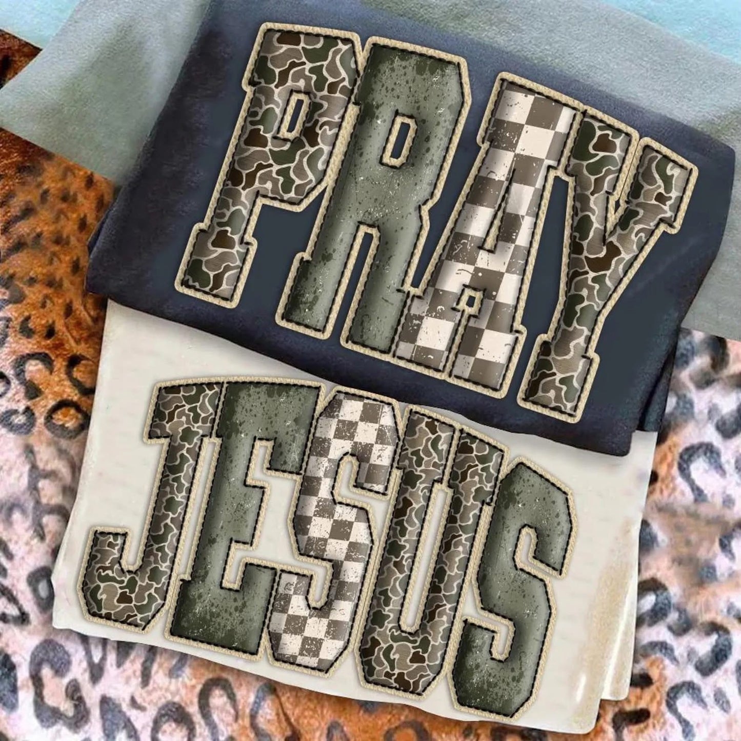 Faux Puff Camo Checkered Tees