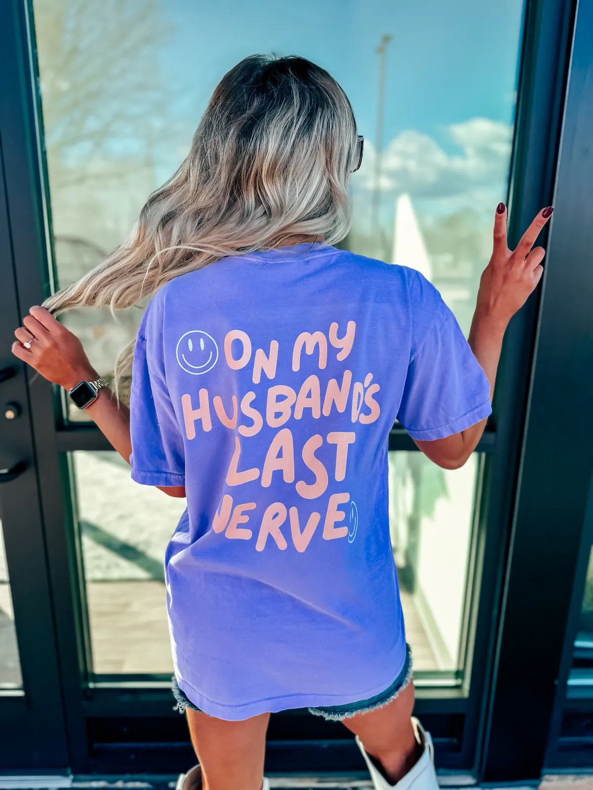 On My Husband’s Last Nerve Smiley Tee