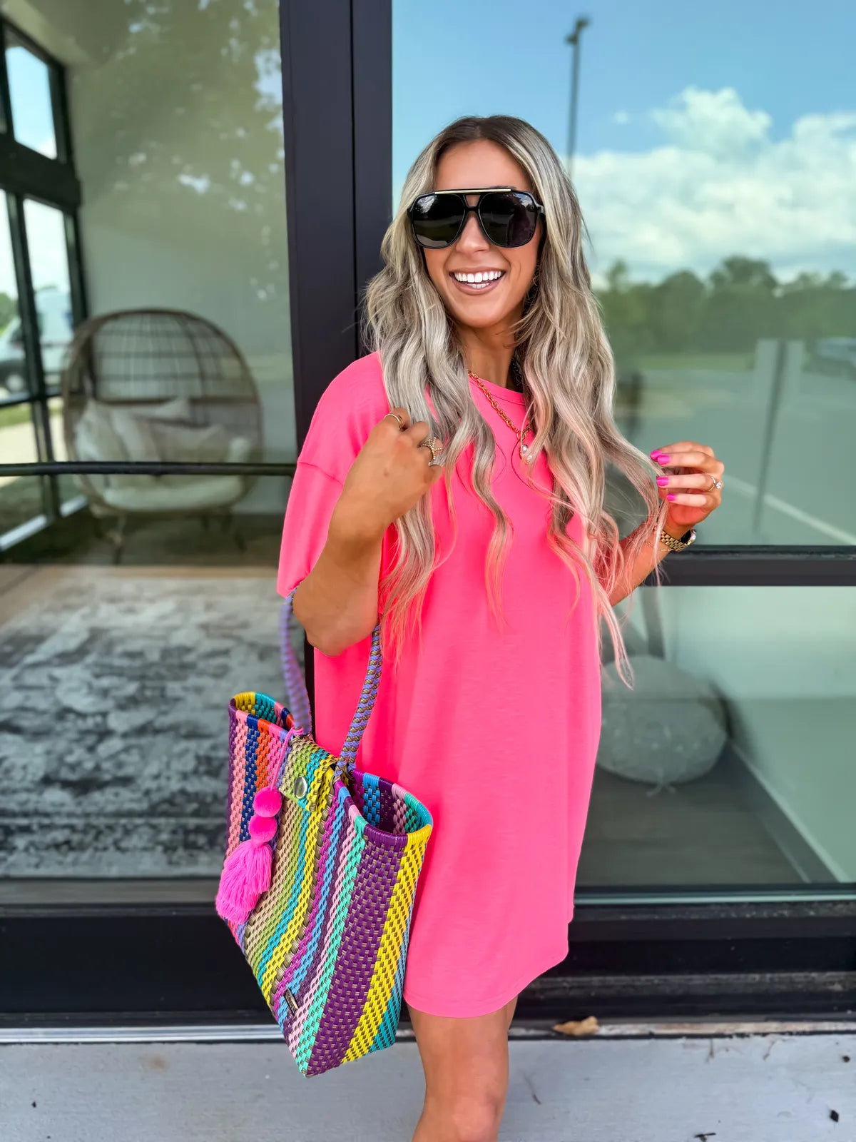 Hot Pink Relaxed Lightweight Lounge Dress