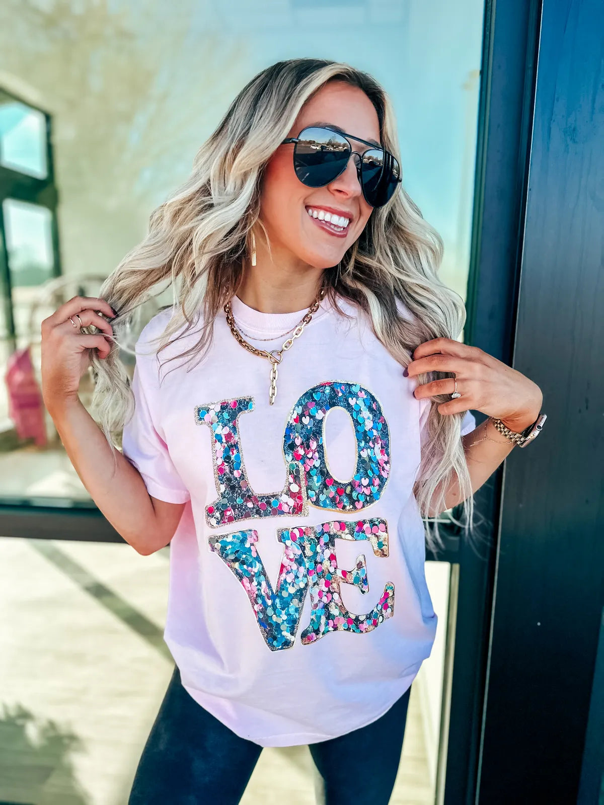 Love Faux Glitter Tee