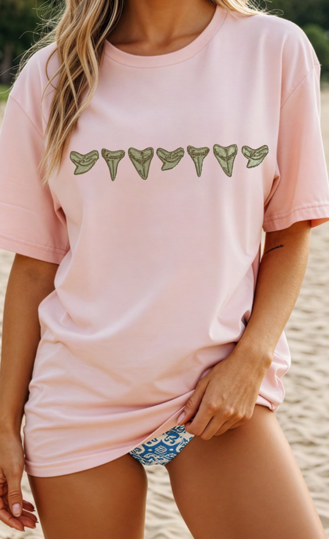 Shark Tooth Embroidered Tee/Sweatshirt