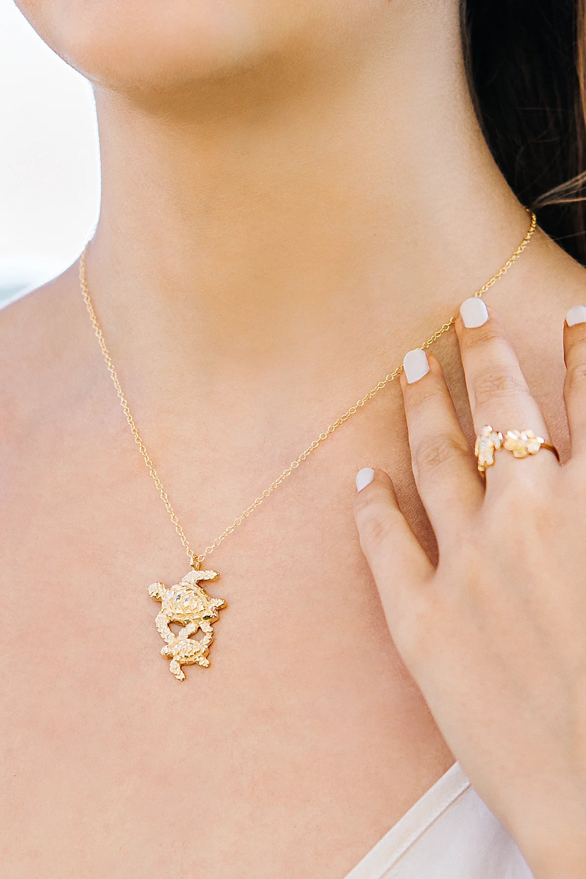 Sea Turtle Honu + Baby Pendant Necklace