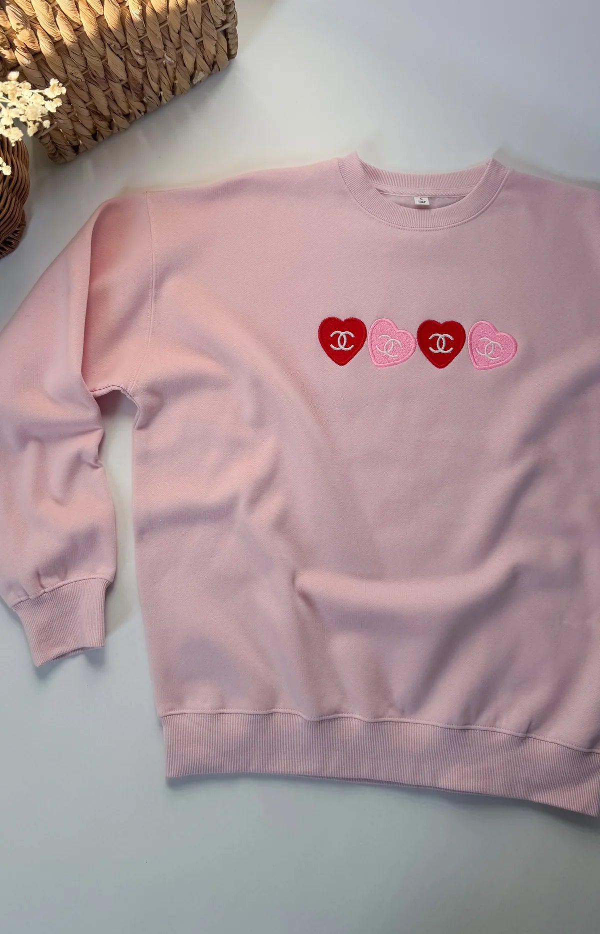 Preppy Pink Candy Hearts Crewneck
