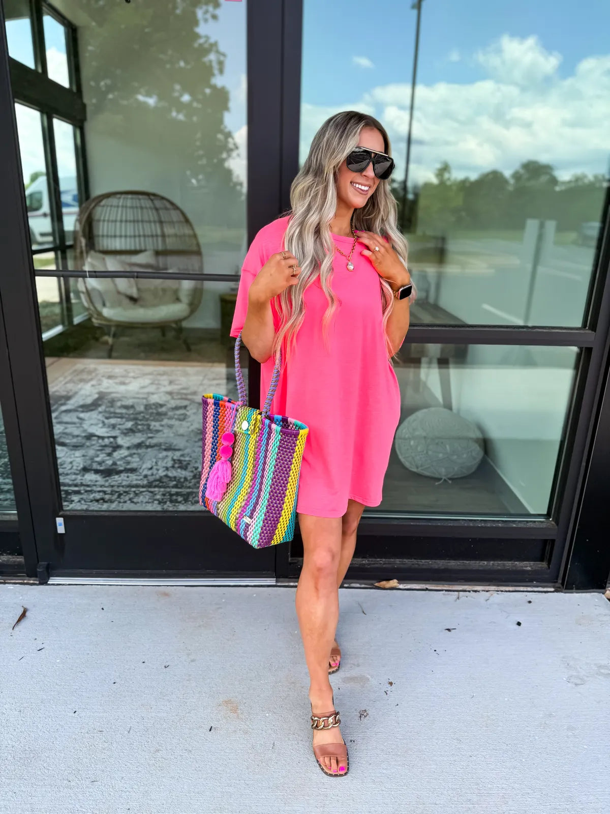 Hot Pink Relaxed Lightweight Lounge Dress