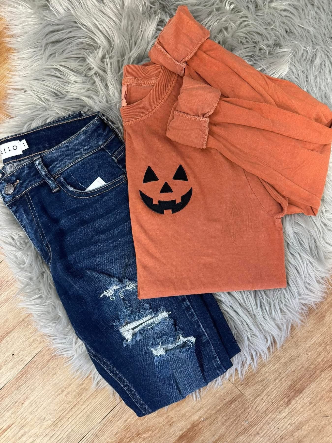 Jack O Lantern Embroidered Long Sleeve