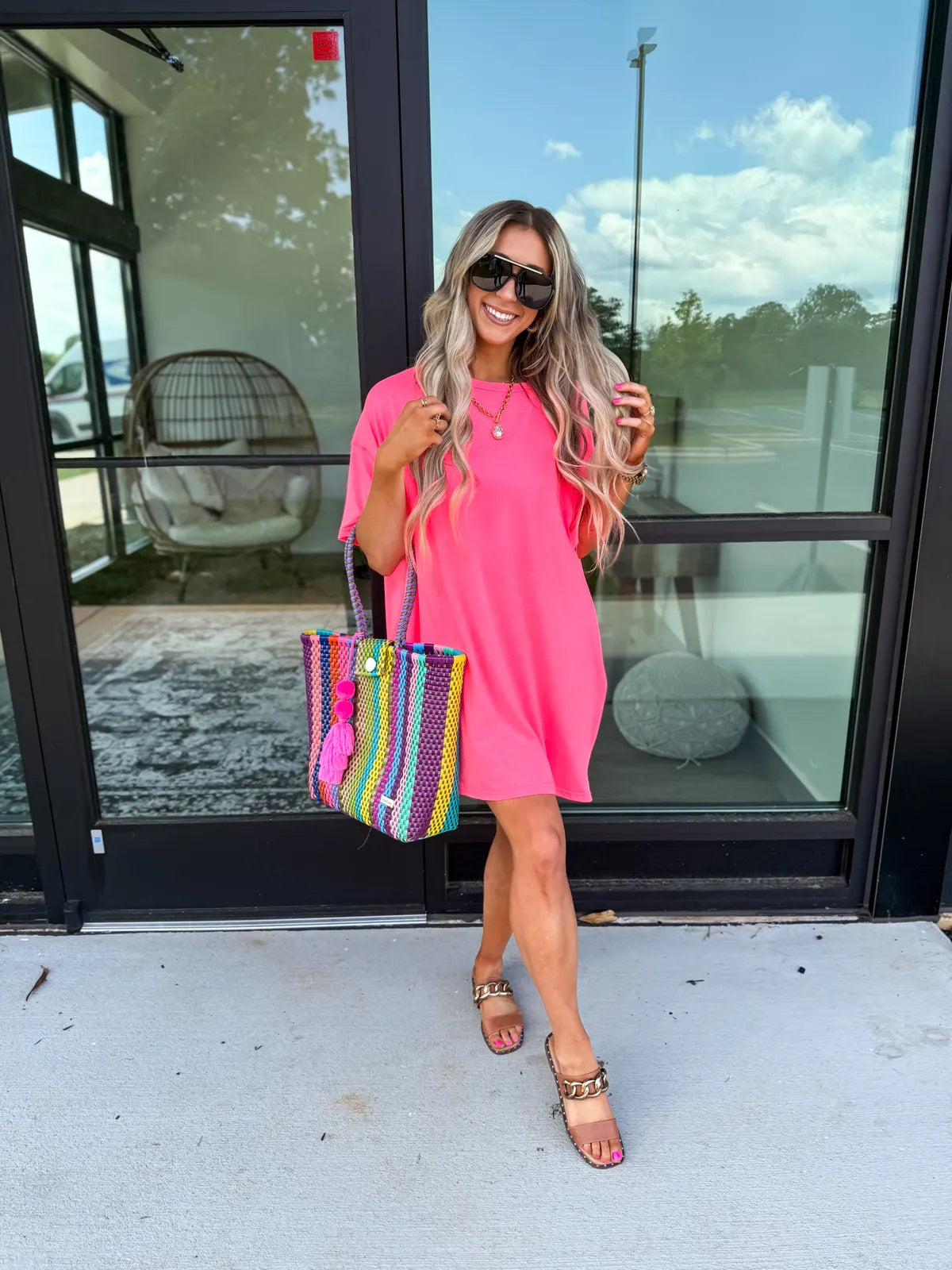 Hot Pink Relaxed Lightweight Lounge Dress
