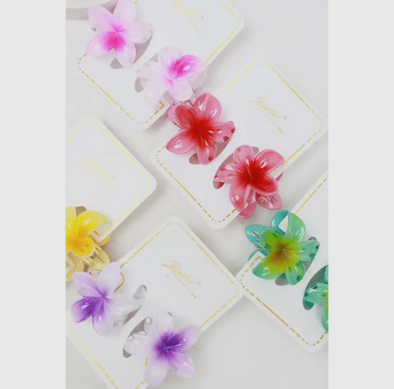 Ombré Hawaiian Plumeria Hair Clips