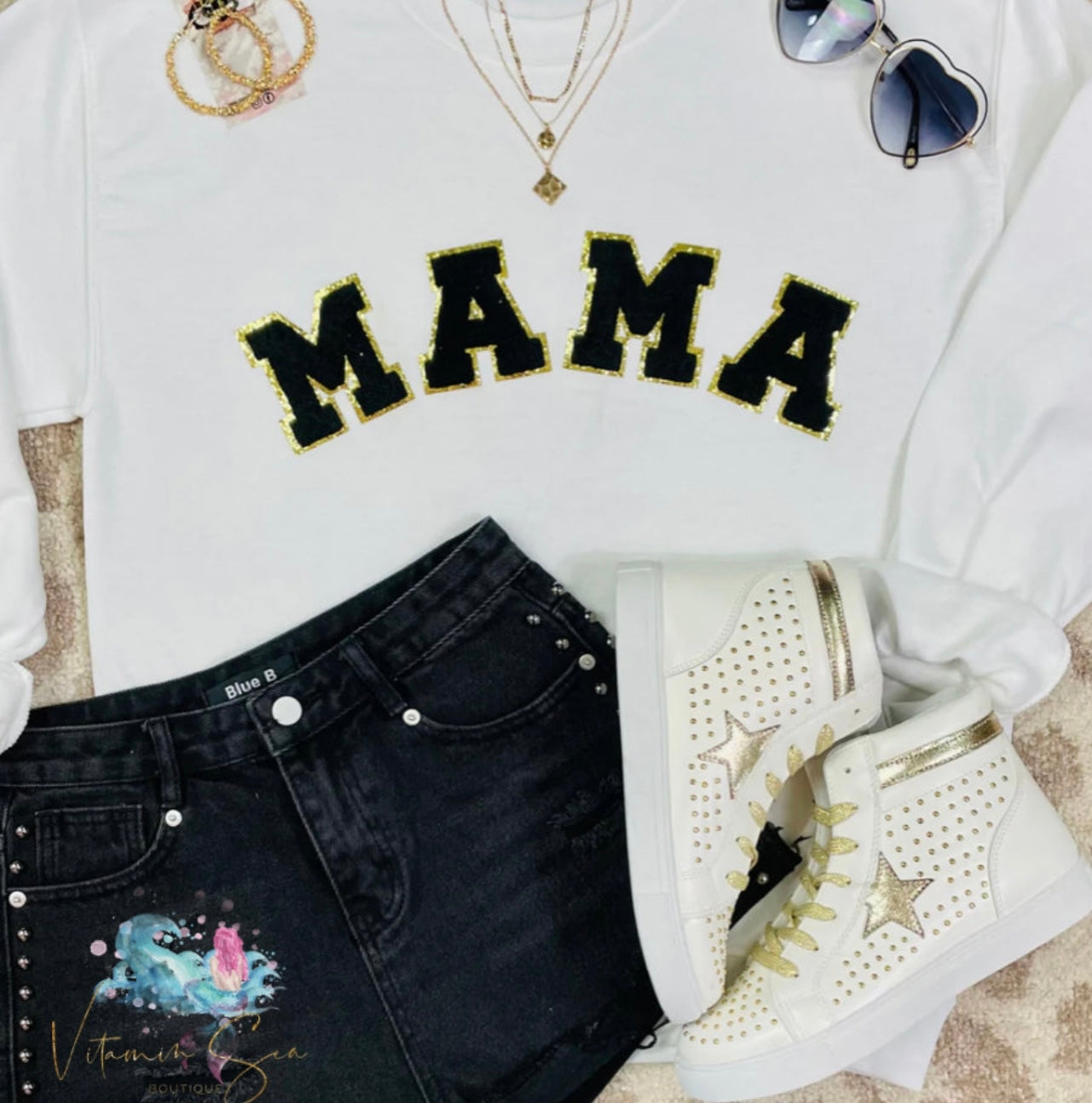 Mama Letter Patch Sweatshirt or Tee