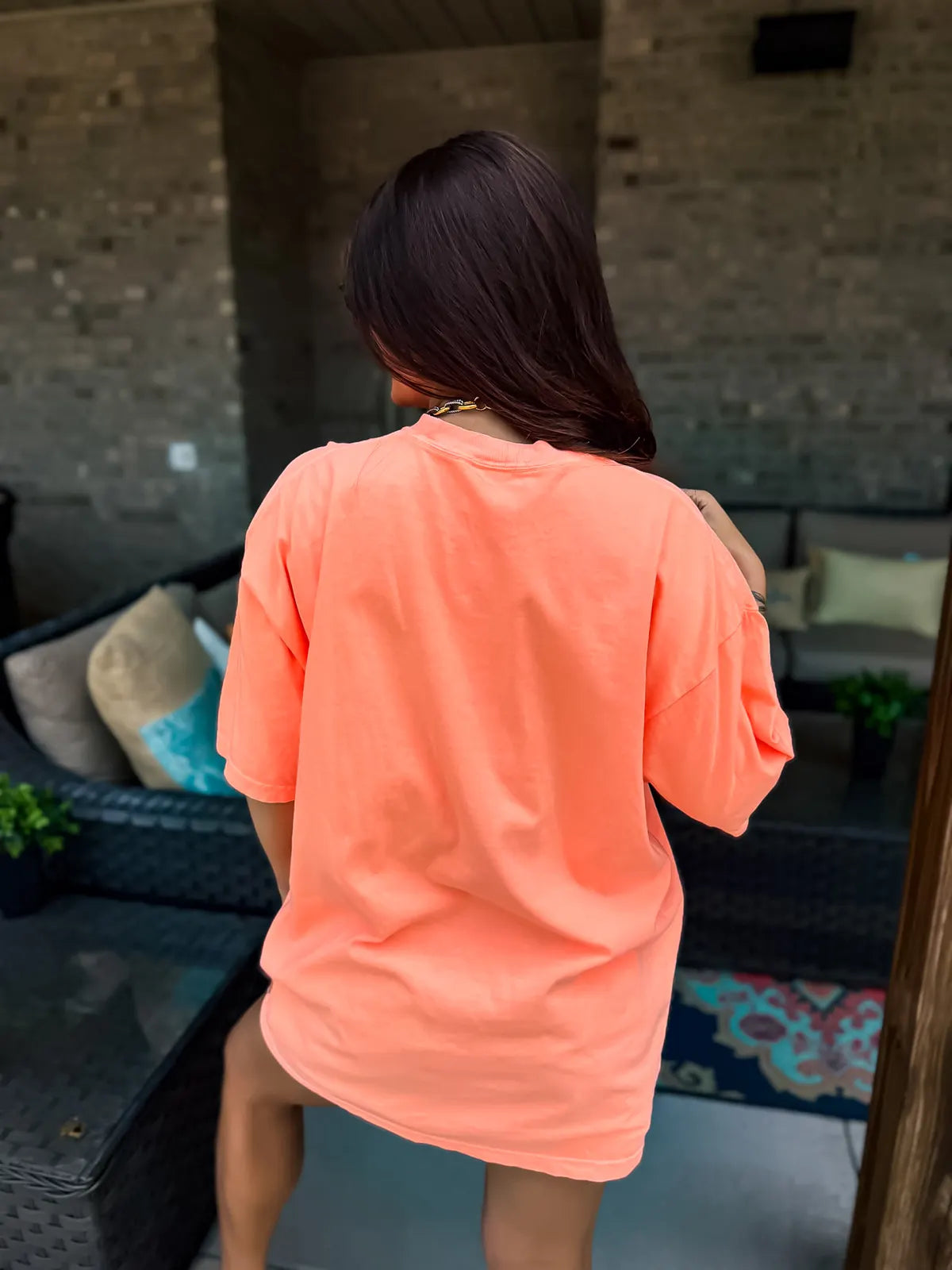 Margs Varsity Style Neon Coral Tee