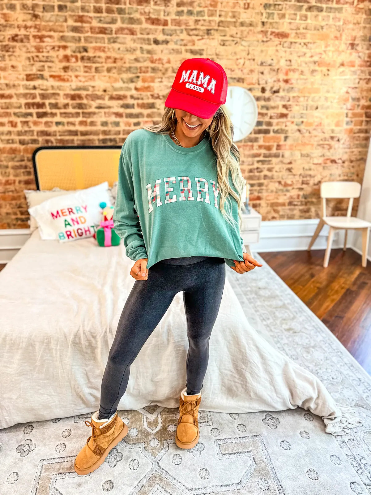 Plaid Merry Long Sleeve Tee