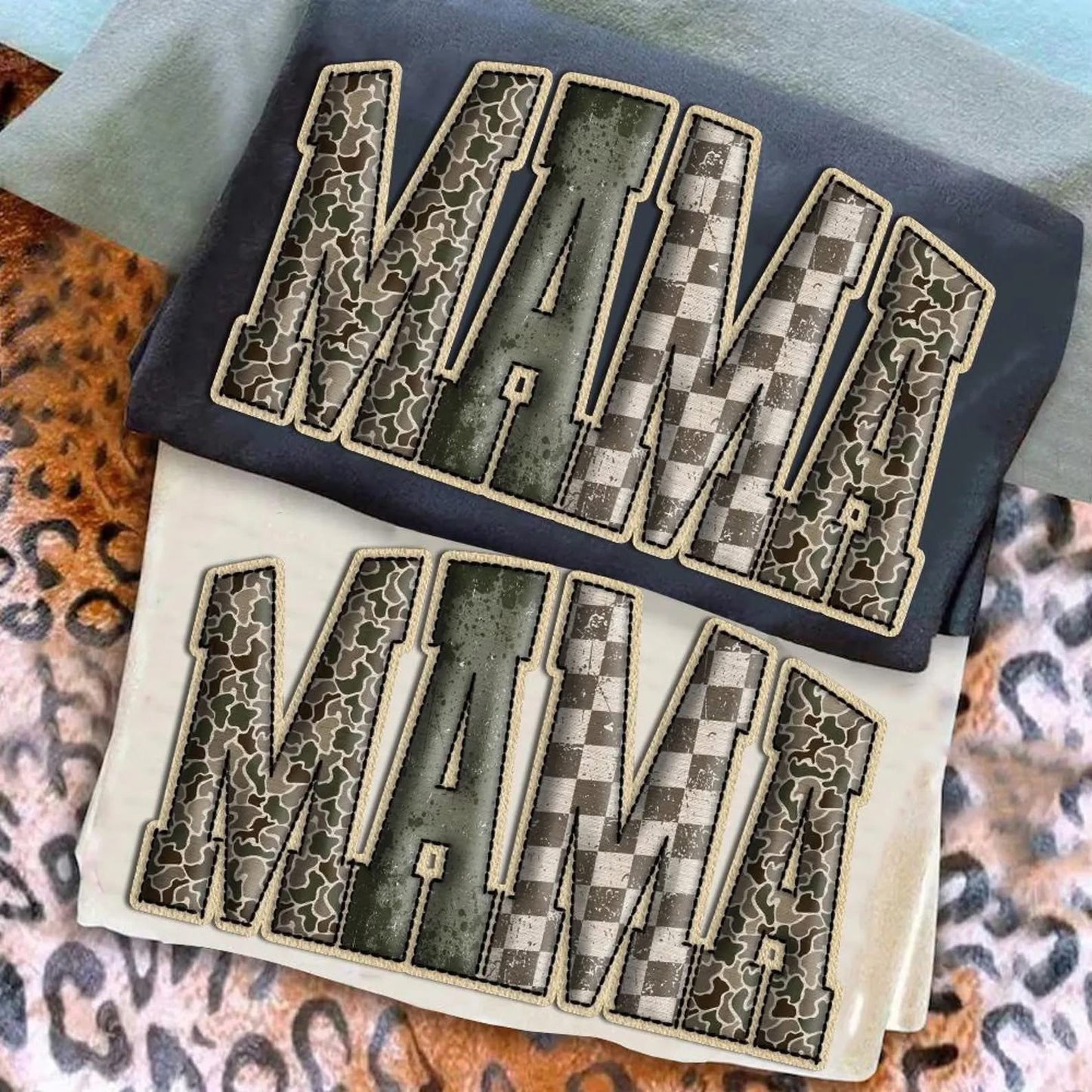 Faux Puff Camo Checkered Tees