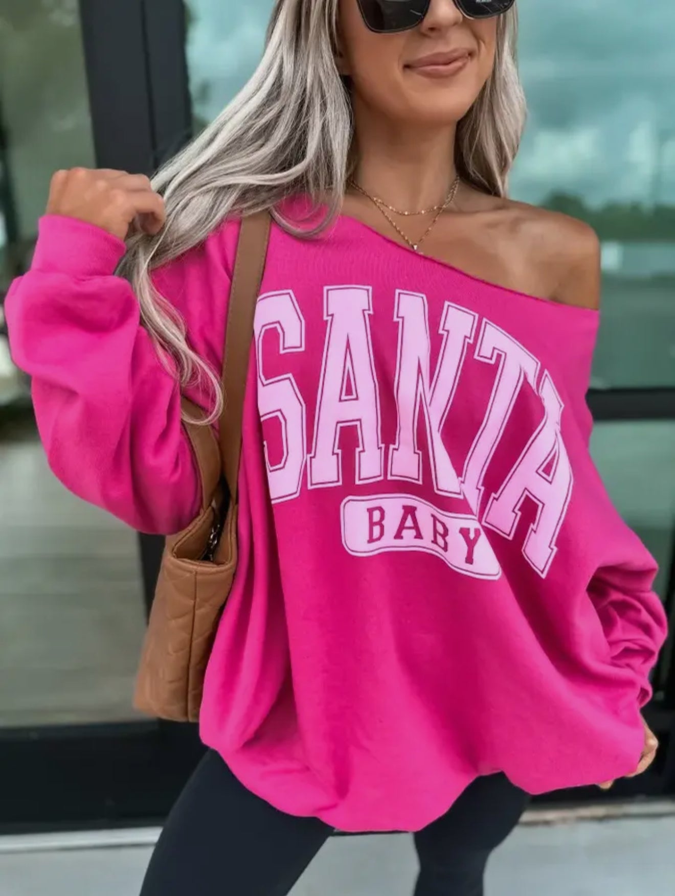Santa Baby Off Shoulder Sweatshirt