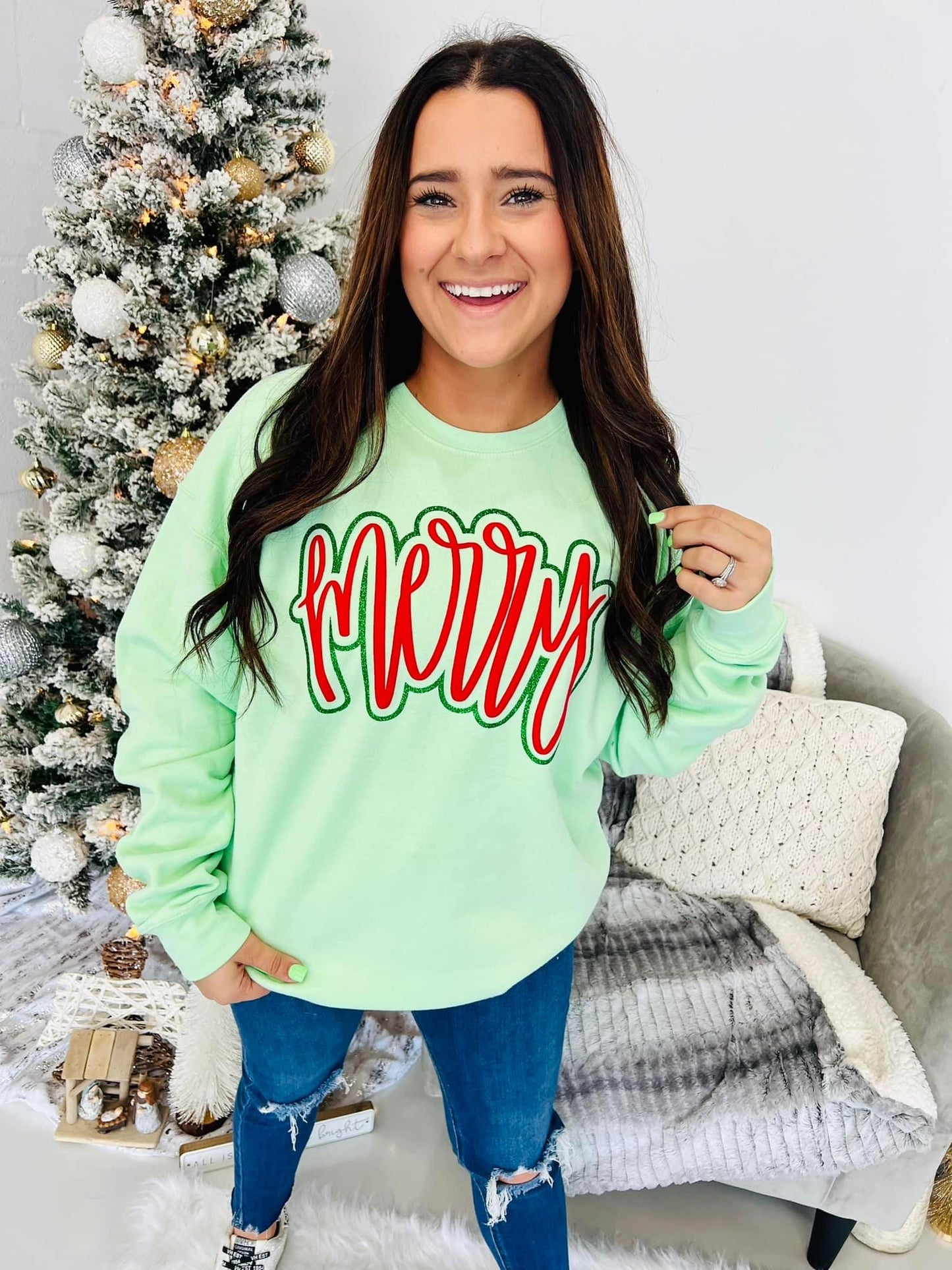 Merry Glitter Puff Sweatshirt
