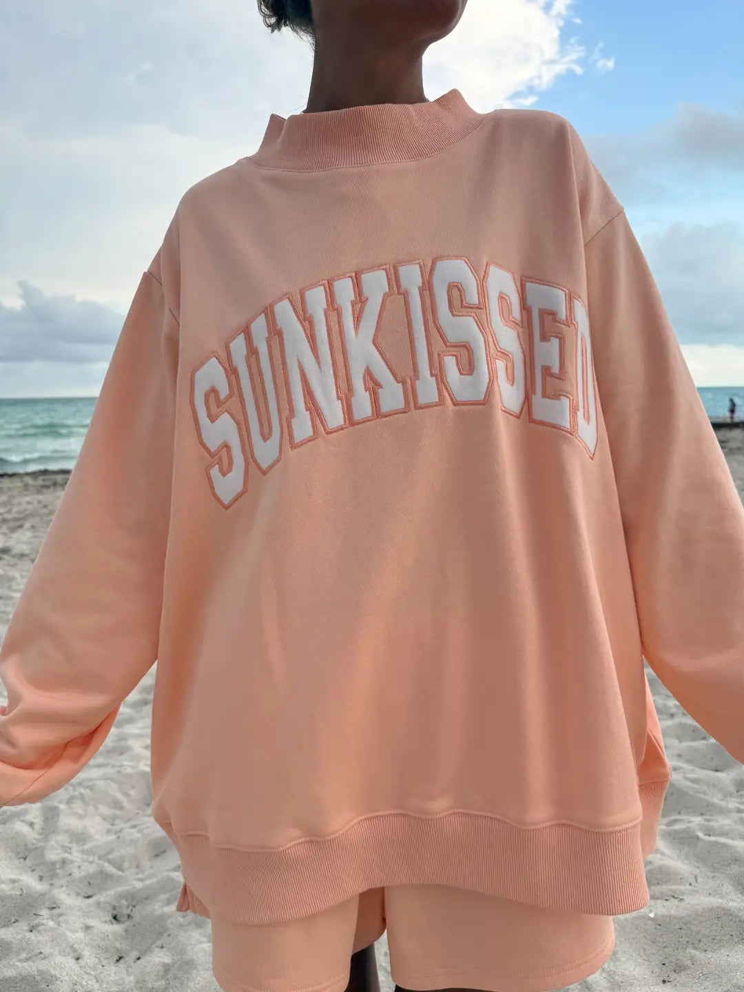 PREORDER Papaya Sunkissed Embroidered Mockneck Sweatshirt