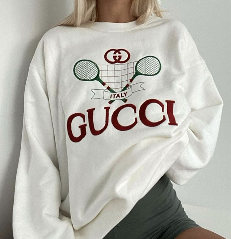 Multi-Colored Tennis Embroidered Crewneck