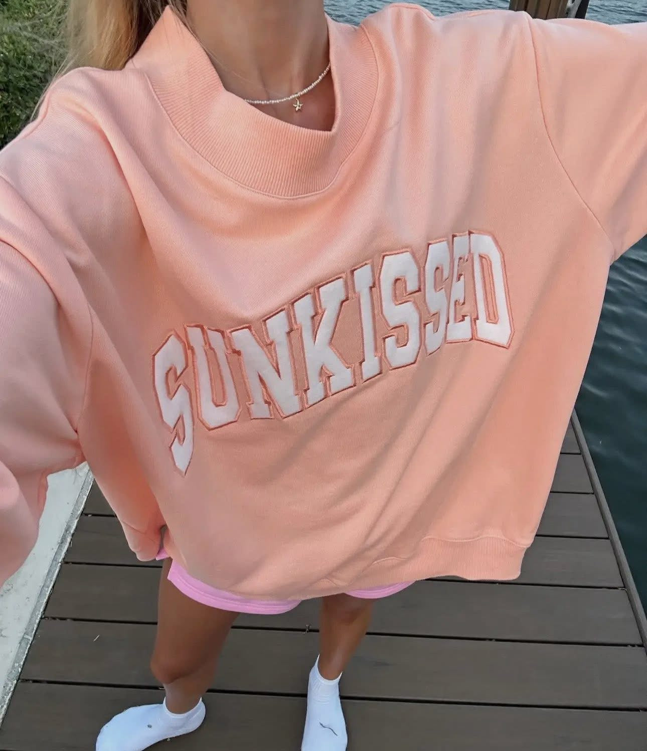 PREORDER Papaya Sunkissed Embroidered Mockneck Sweatshirt