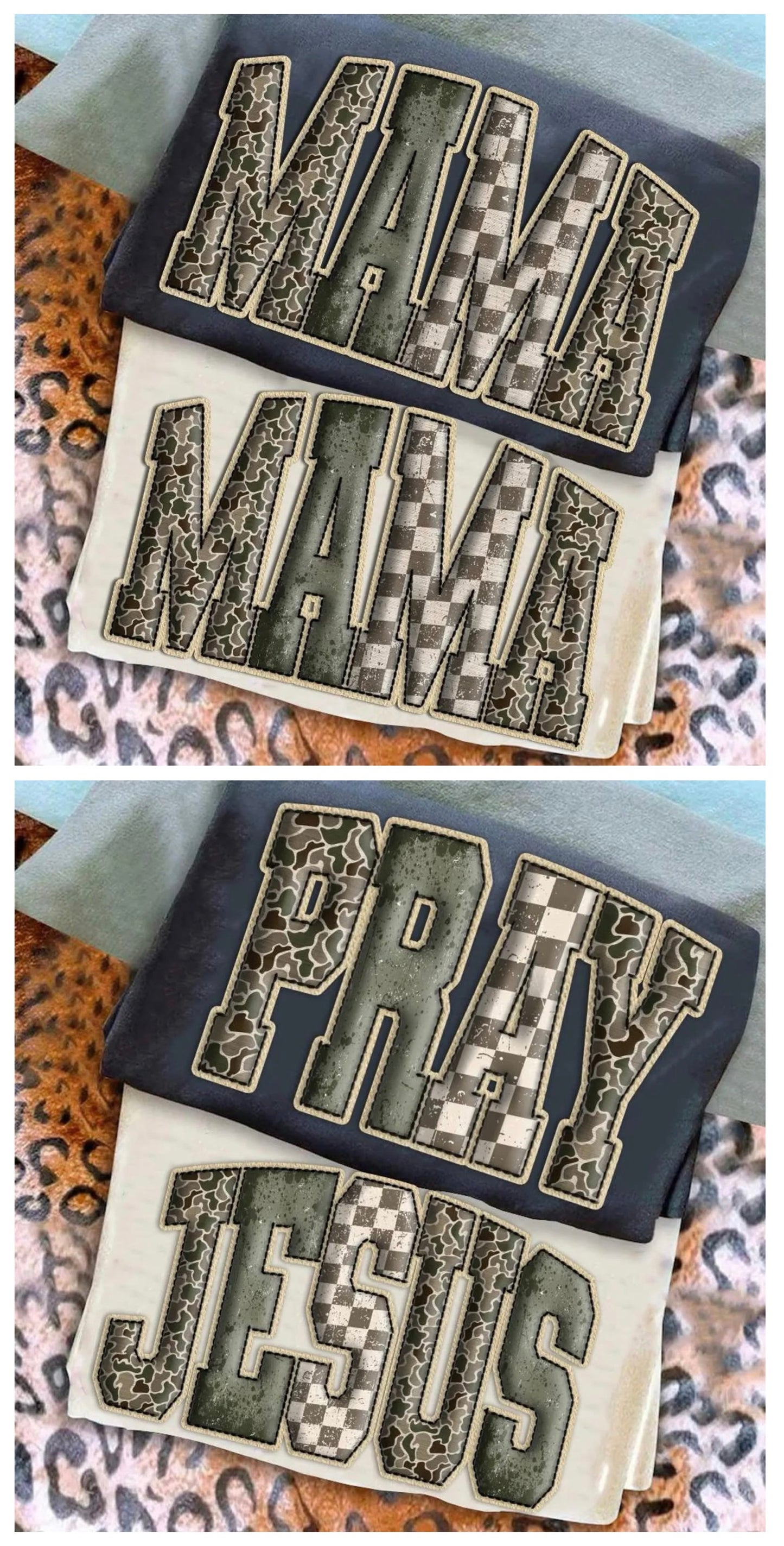 Faux Puff Camo Checkered Tees